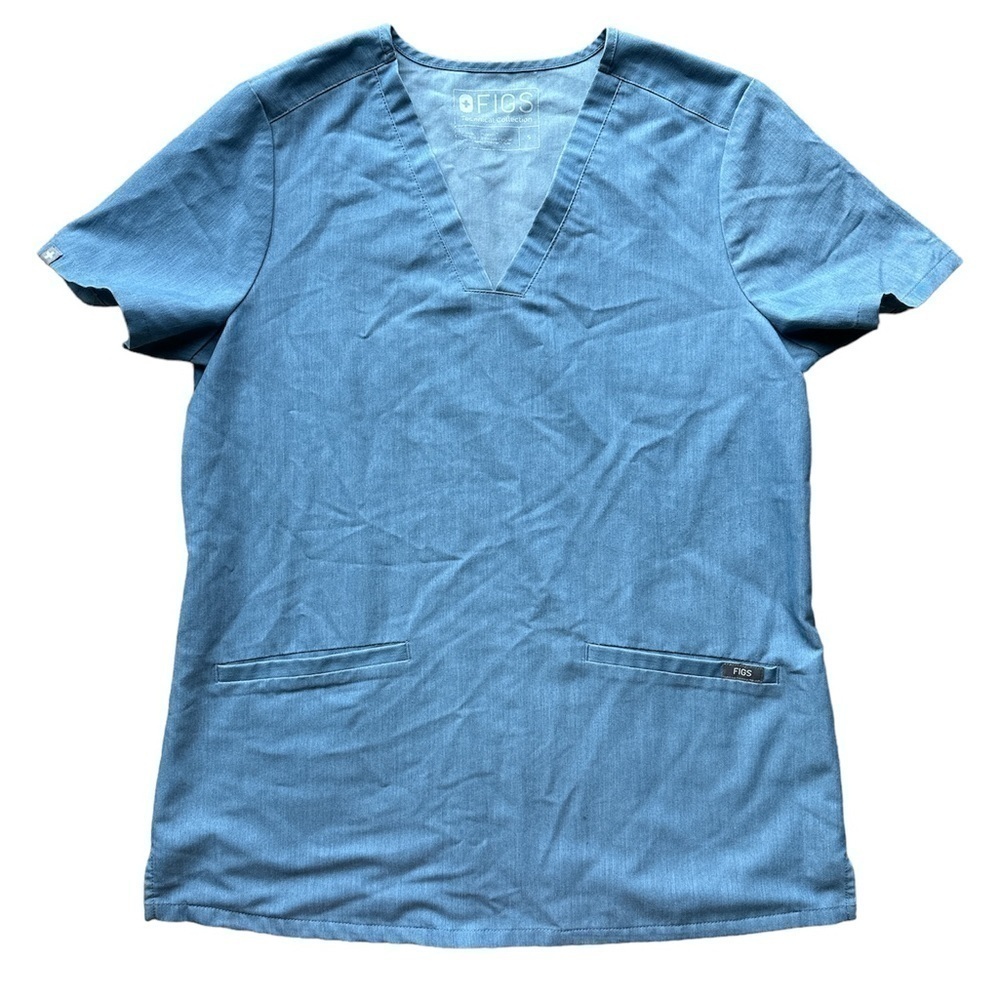 FIGS | FIGS Denim Casma Three Pocket Scrub Top